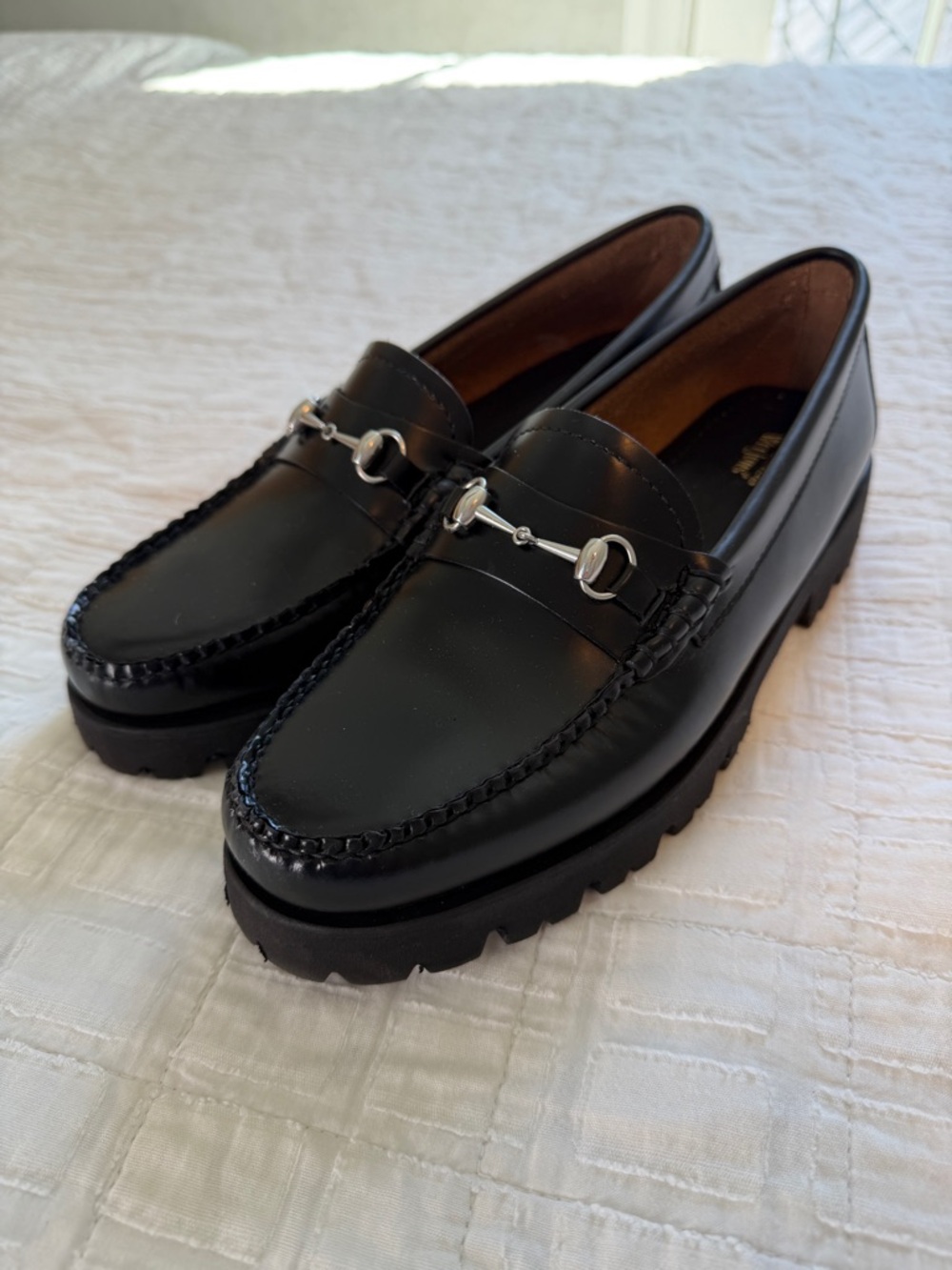 G.H. BASS Lianna Bit Super Lug Weejuns Loafers Black 9 NEW